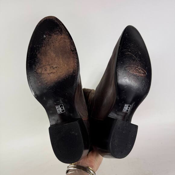 J.B. Dillon Western Boots Men's 8.5 Brown Leather Embroidered Mid-Calf Cowboy - Picture 8 of 10